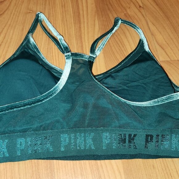 PINK ULTIMATE LIGHTLY-LINED VELVET SPORTS BRA Victorias Secret Teal Blue - Picture 4 of 7